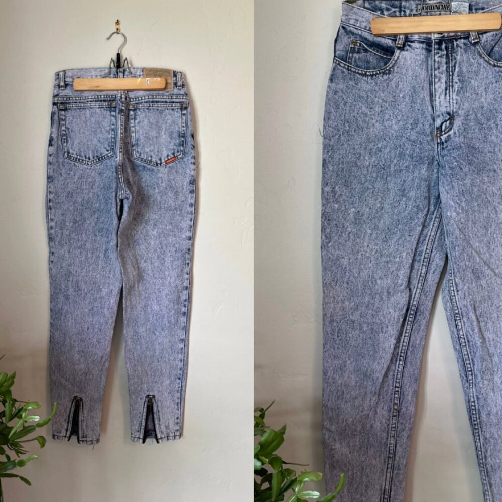 80's Jordace Acid Wash Zip Ankle Denim Jeans Size 28 x 26